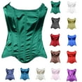 thumbnail image 4 of ZQUUVOU Women's Victorian Lace Up Corset Top Stain Solid Color Backless Strapless Tube Tops Waist Cincher Themed Parties Green, 4 of 4