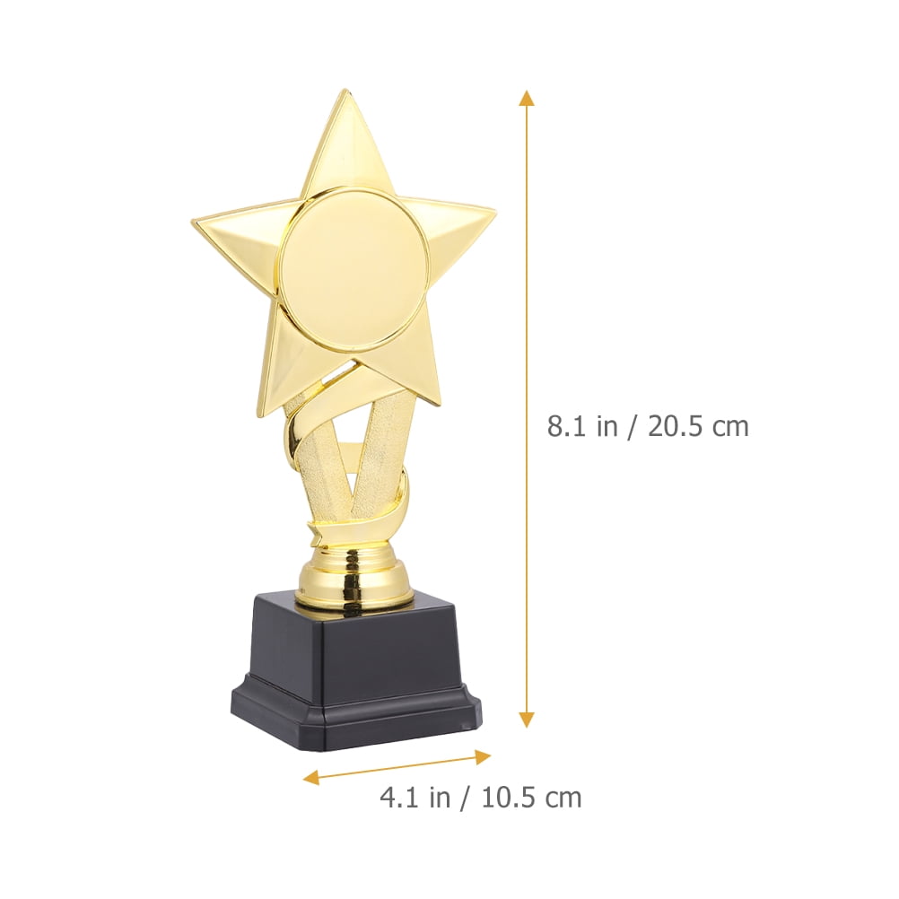 OUNONA 2Pcs Golden Plastic Star Trophies Party Award Trophies for Football Soccer Winners Celebration