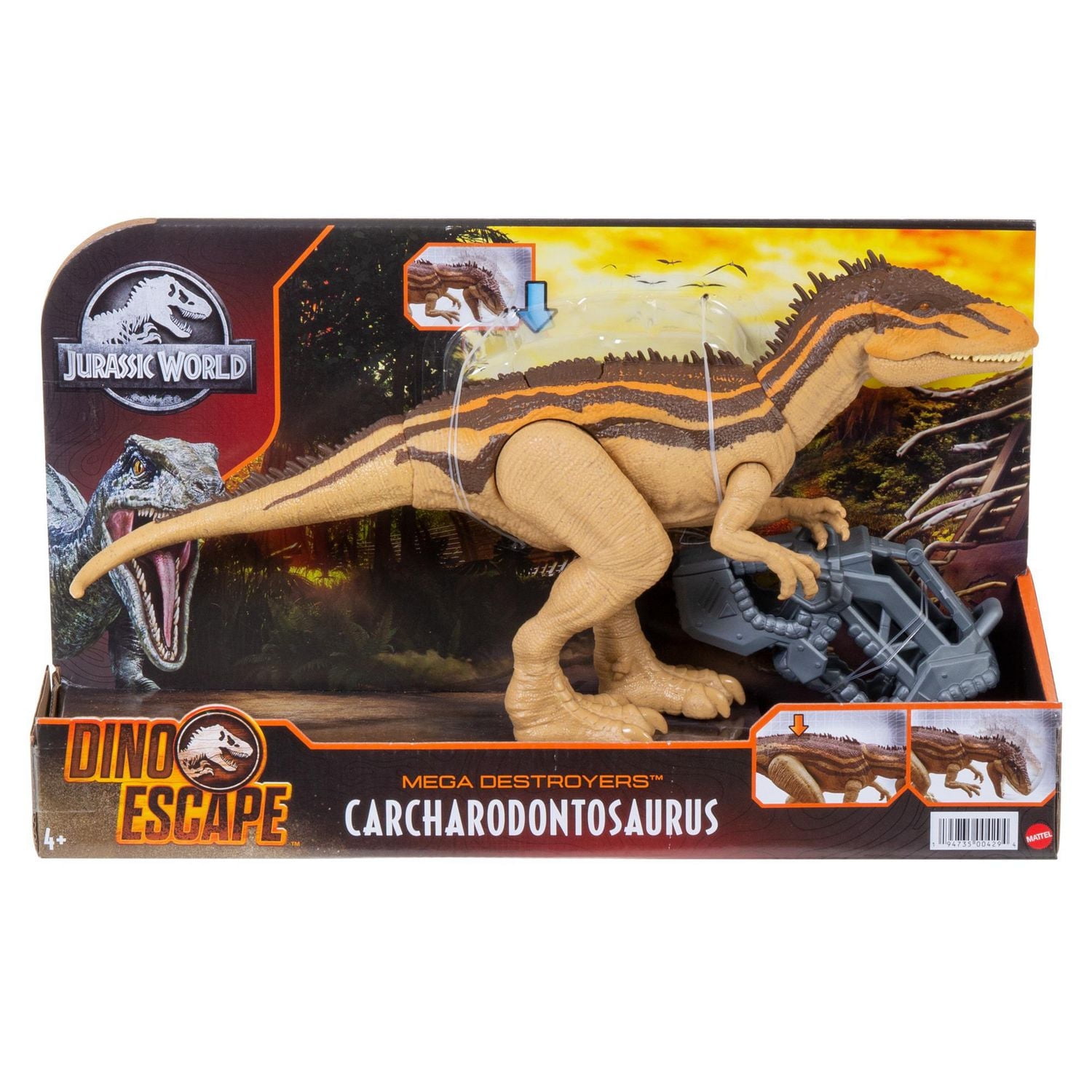 Jurassic World Mega Destroyers Carcharodontosaurus Figurine Méga Ravageurs, dès 4 ans