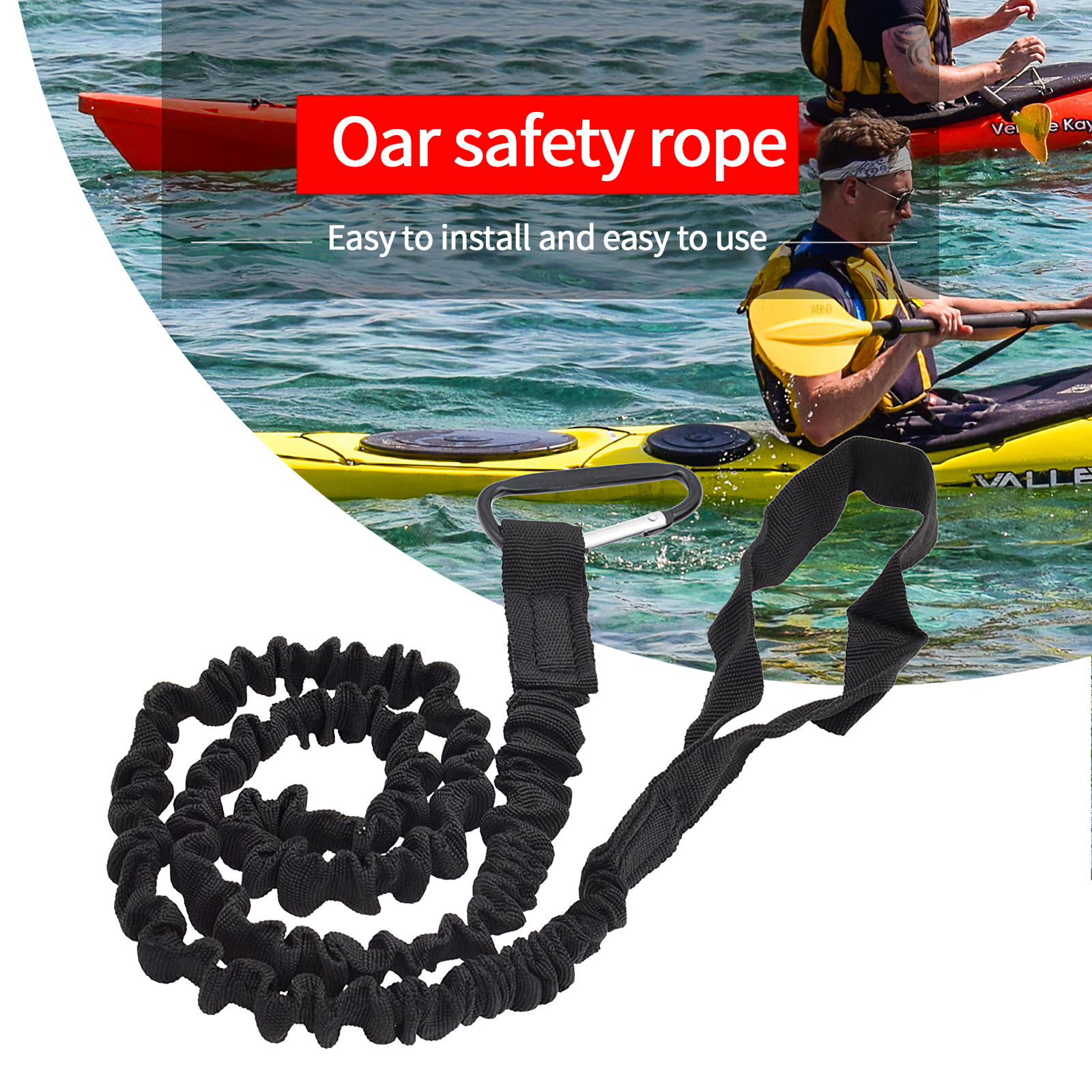 6x Multi Colors Kayak Canoe SUP Paddle Leash & Carabiner Fishing Accessories 