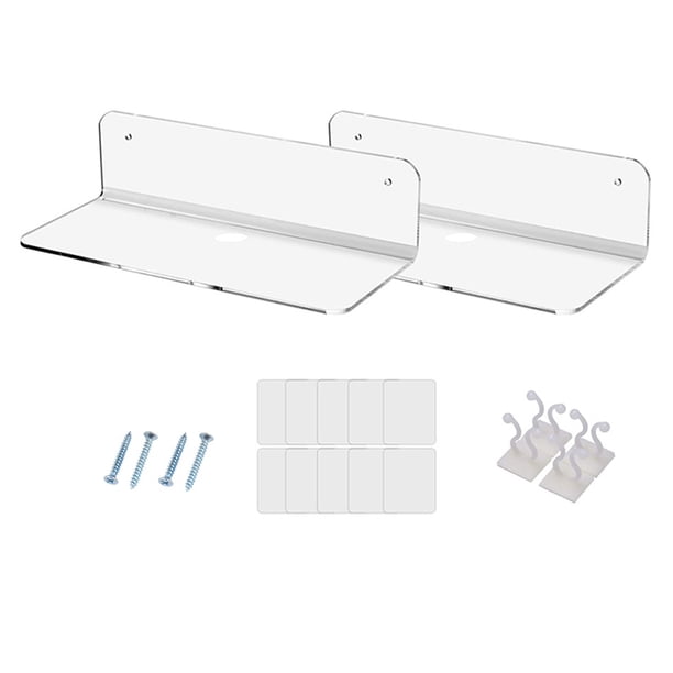 Naiovety Soporte para altavoz de 2 piezas, Material acrílico, práctico soporte de suspensión de pared multifuncional para cámara para casa, Transparente