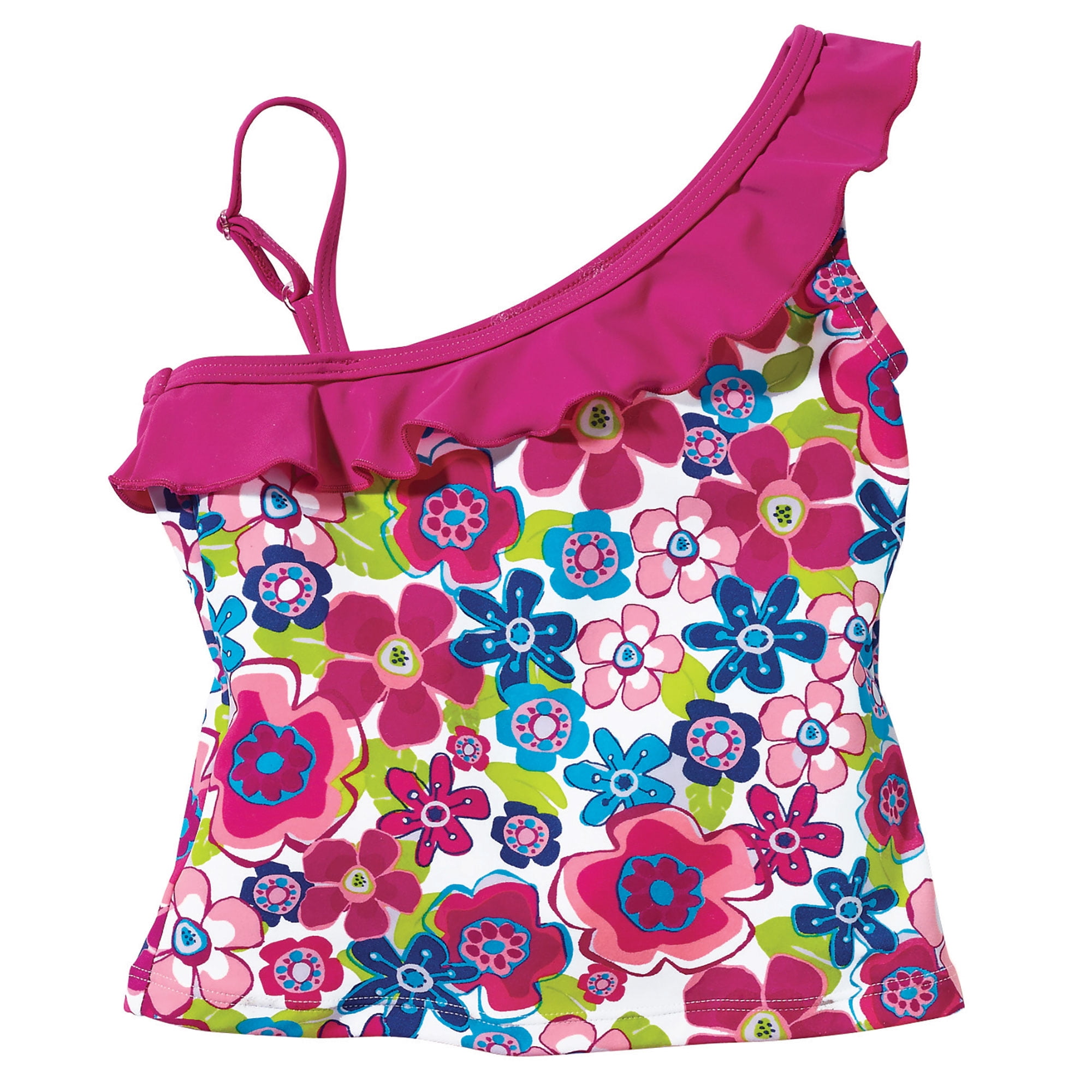Sun Smarties Baby and Toddler Girl Tankini - Red and Pink Floral Design - Sleeveless Swim Top
