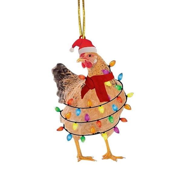 Gibobby Decoración Decoraciones de pollo Navidad Adornos de exterior Vacaciones Navidad Bufanda navideña Decoración y colgantes(C)