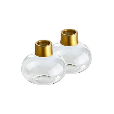 Serene Spaces Living Ball Vase - 12" Tall Clear Glass With Gold Rim, Elegant Wedding Or Home Decor