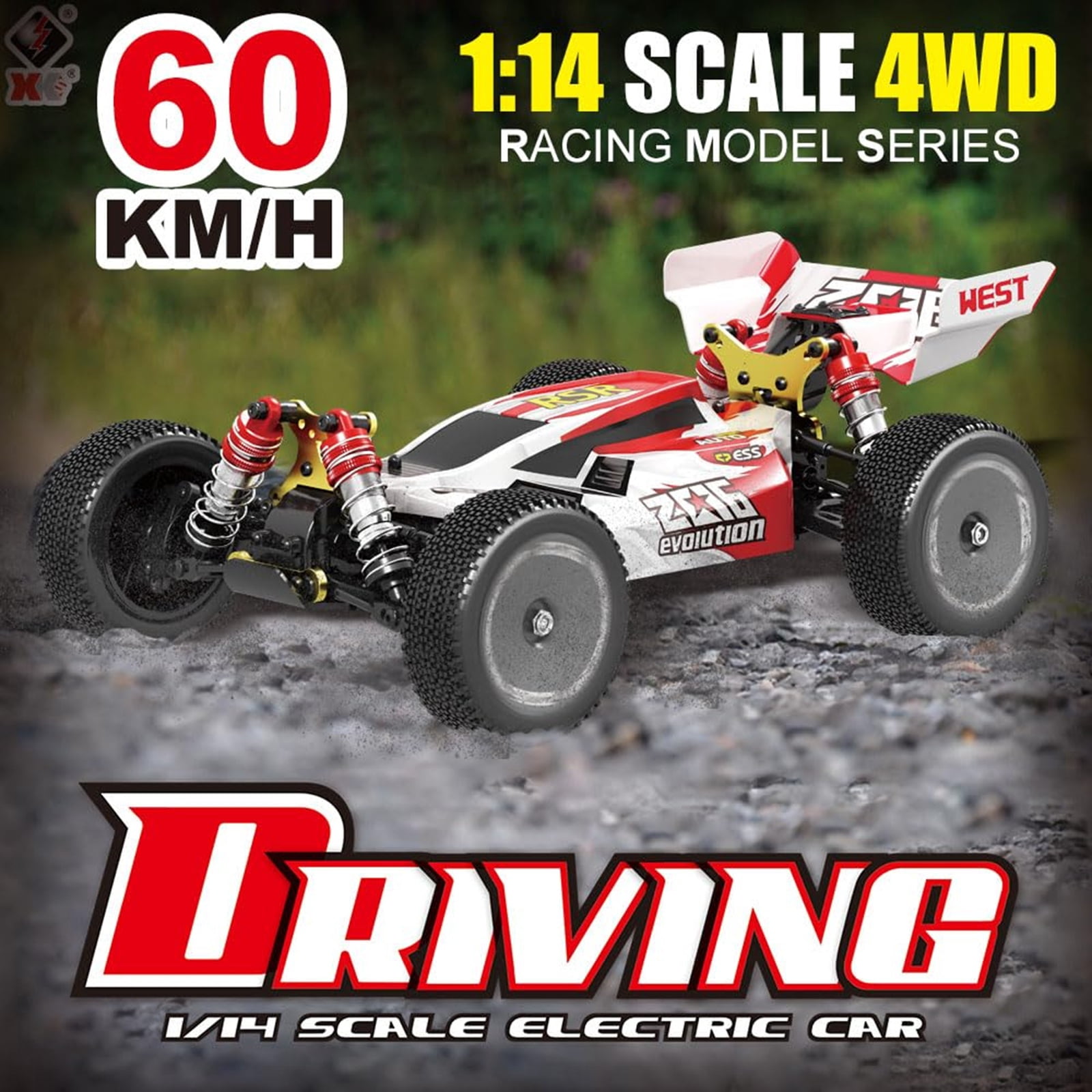 WLtoys 144001 RC Car, 4WD 2.4GHz 60km/h High Speed Remote Control Car Off-Road RC Trucks, 1:14 Scale RC Buggy with RTR Aluminum Alloy Chassis 550 Motor