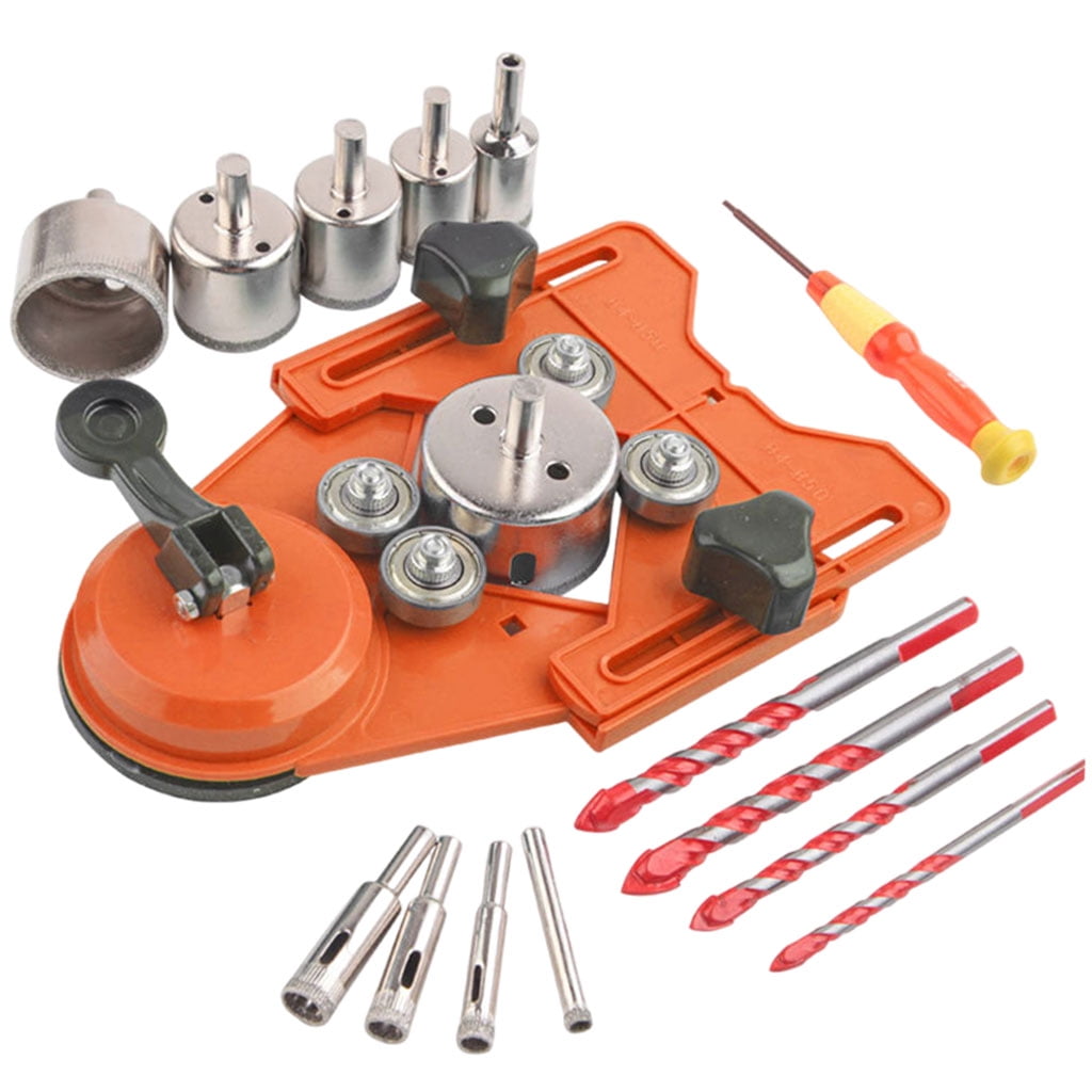 Nishiyuenyi Diamond Drill Bit Set Drill Guide Jig Fixture Locator Construction Tools Hole Saw Drill for Glass Marble Tile Ceramic 6pcs