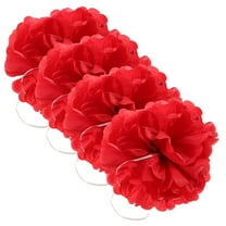DEEPCRAFF 4Pcs Large Red Pom Poms Paper Velvet Ball Party Decoration for Birthdays and Holidays