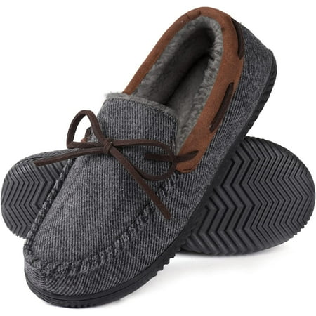 

RockDove Men s Samuel Sherpa Lined Moccasin Slipper Comfy House Shoes with Nonslip Rubber Sole