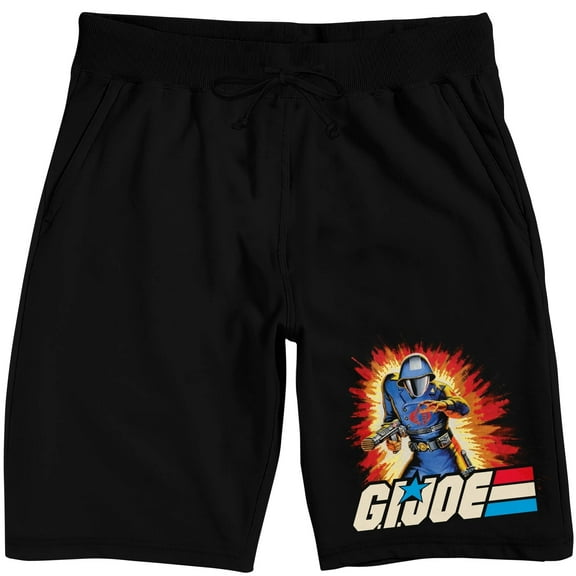 G.I. Joe Soldier Burst Background Men's Black Sleep Pajama Shorts-Medium