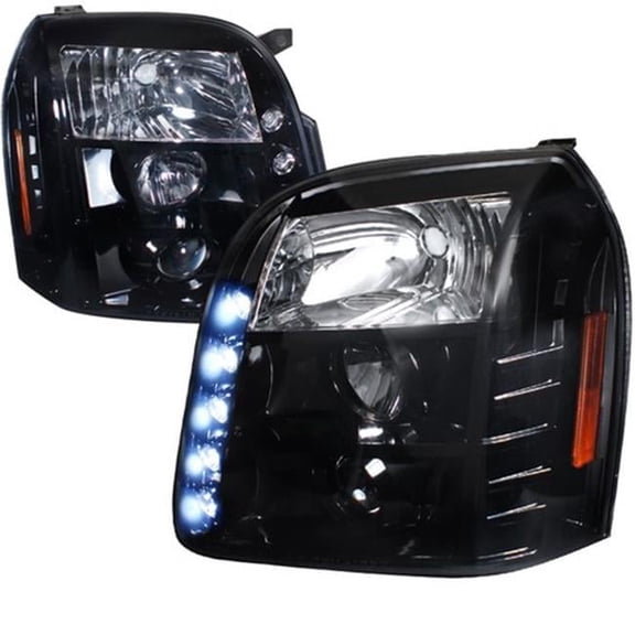 Spec-D Tuning  Halo Projector Headlight Gloss Black Housing Smoke for 07 to 10 GMC Denali
