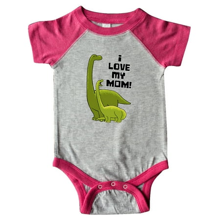 

Inktastic I Love my Mom with Baby and Mommy Brontosaurus Gift Baby Boy or Baby Girl Bodysuit