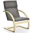 thumbnail image 1 of Costway Sillón reclinable de madera, silla moderna con reposabrazos y cojín en símil-lino desmontable, silla reclinable para salón dormitorio balcón, beige/gris, 1 of 5