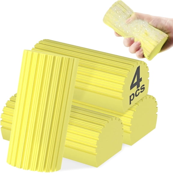 4pcs Damp Dusting Sponge Duster, Household Clean Sponges Duster for Cleaning Baseboards Blinds, Vents, Window Trunk, Scrub Magic Sponge Eraser Reusable Wet Sponges Cleaning Supplies Tool