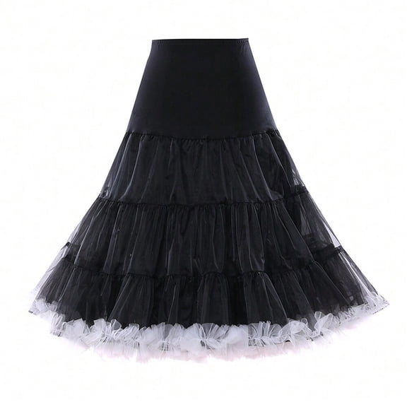 CYYPLAS Women's 50s Retro Vintage Petticoat Black 26" Underskirt Crinoline Rockabilly Tutu Skirt Slip Small-Medium 1PC