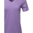 thumbnail image 4 of A2Y Women's Basic Solid Premium Cotton Short Sleeve V-neck T Shirt Tee Tops Lilac Grey 1XL, 4 of 6