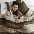 thumbnail image 4 of Regency Heights Full/Queen Comforter Set Brown, 3 Pieces Faux Suede Comforters Full/Queen Size, Pieced Bedding Comforters Sets, Cozy Comforter Bed Set, Machine Washable, 4 of 8