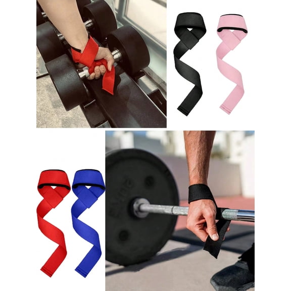 Weight Lifting Straps, Fitness Wrist Support for Dumbbells & Barbells, Gym Accessories, Multicolor, 1 Pair