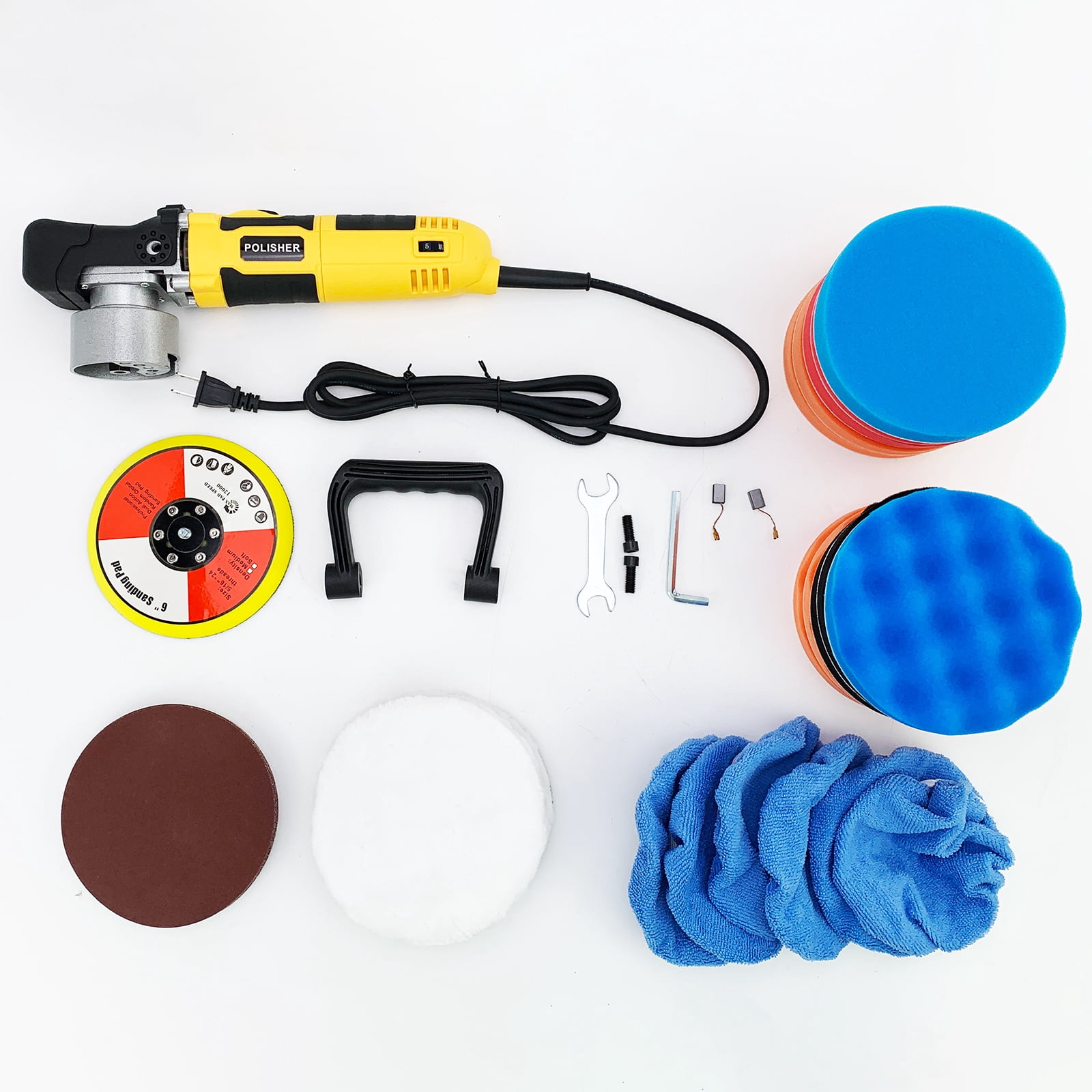 iMeshbean 6-Inch 800W Car Polisher, 6 Variable Speed 8mm Dual Action(DA) Random Orbit Car Buffer Polisher Sander with Handle, Car Detailing Waxer Kit, 4600RPM, Sanderpaper for Car Polishing&Waxing
