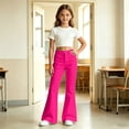 thumbnail image 7 of Landzoo Big Girls Back To School Pants Solid Color Zip Front With Pockets Fall Cozy Girls Flare Leg Trousers Size 15-16 Years, 7 of 7