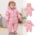 thumbnail image 2 of JiAmy Newborn Infant Warm Hooded Thick Down Jumpsuit Romper Baby Snowsuit Rompers Jacket Overcoat Snow Wear for 0-12 Months Boys Girls, 2 of 7