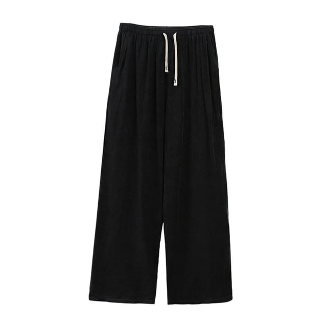 Fsgntruao Women's Plus Size Solid Color Pants Pocket Elastic Waist Pants