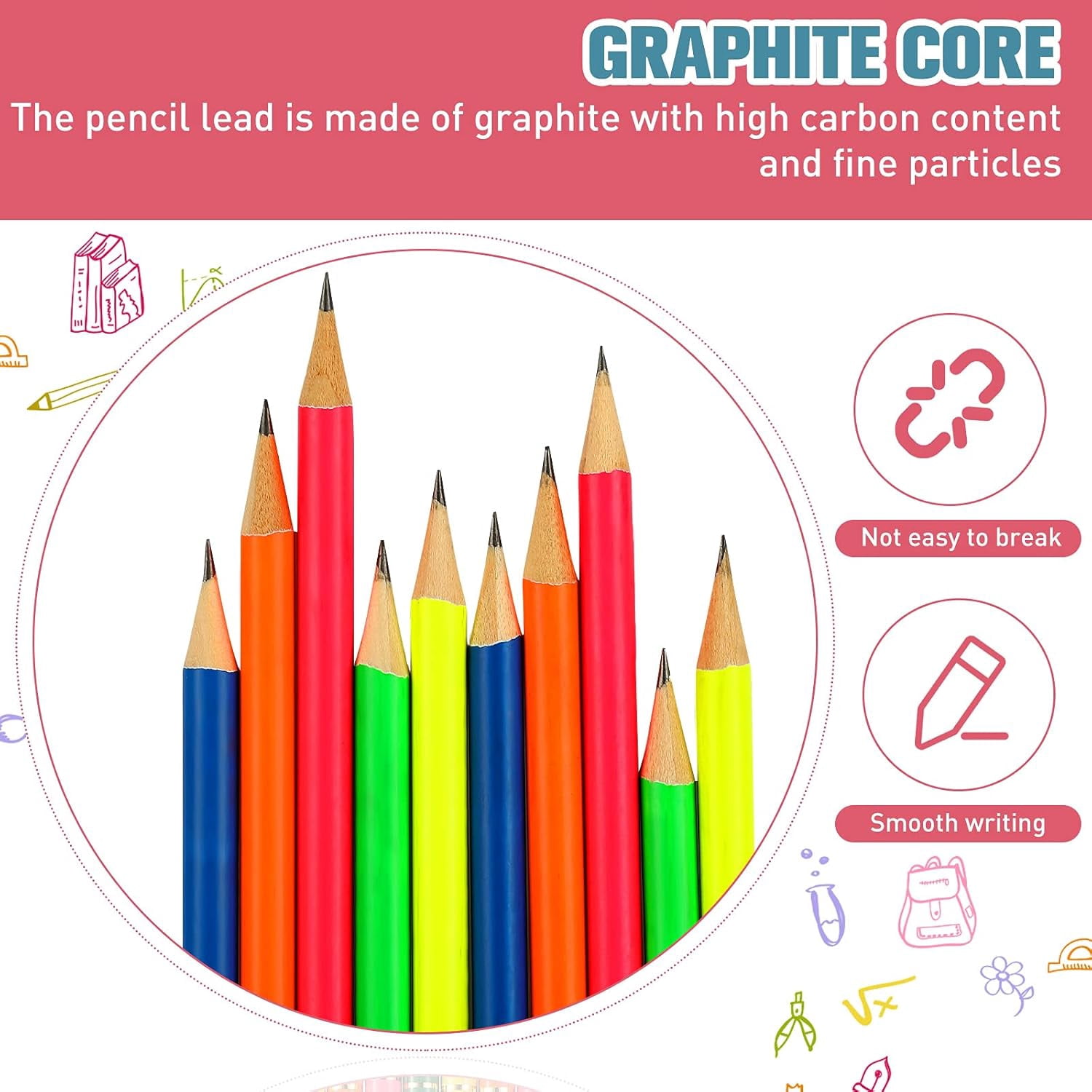 Pencil Guy Blank Round Pencils Blue, Pack of 144 Wood Pencils