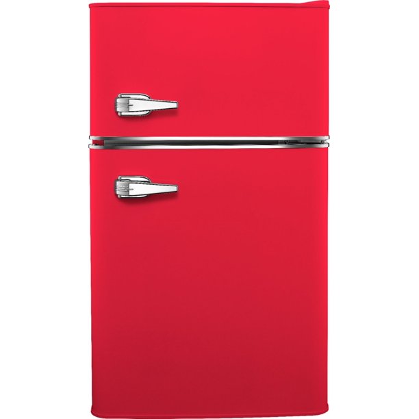 Insignia Retro 3 1 Cu Ft Mini Fridge With Top Freezer Hot Rod Red Walmart Com Walmart Com