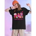 thumbnail image 1 of Valentine's Day Print T-shirt, Casual Short Sleeve Crew Neck Top For Spring & Summer, Women's ClothiCamisetas para mujer, lindas camisetas con estampado gráfico, de manga corta, estilo casual, para ve, 1 of 7
