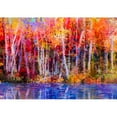 thumbnail image 2 of wall26 - Oil Painting Colorful Autumn Trees. Semi Abstract Image of Forest - Removable Wall Mural | Self-Adhesive Large Wallpaper - 100x144 inches, 2 of 5