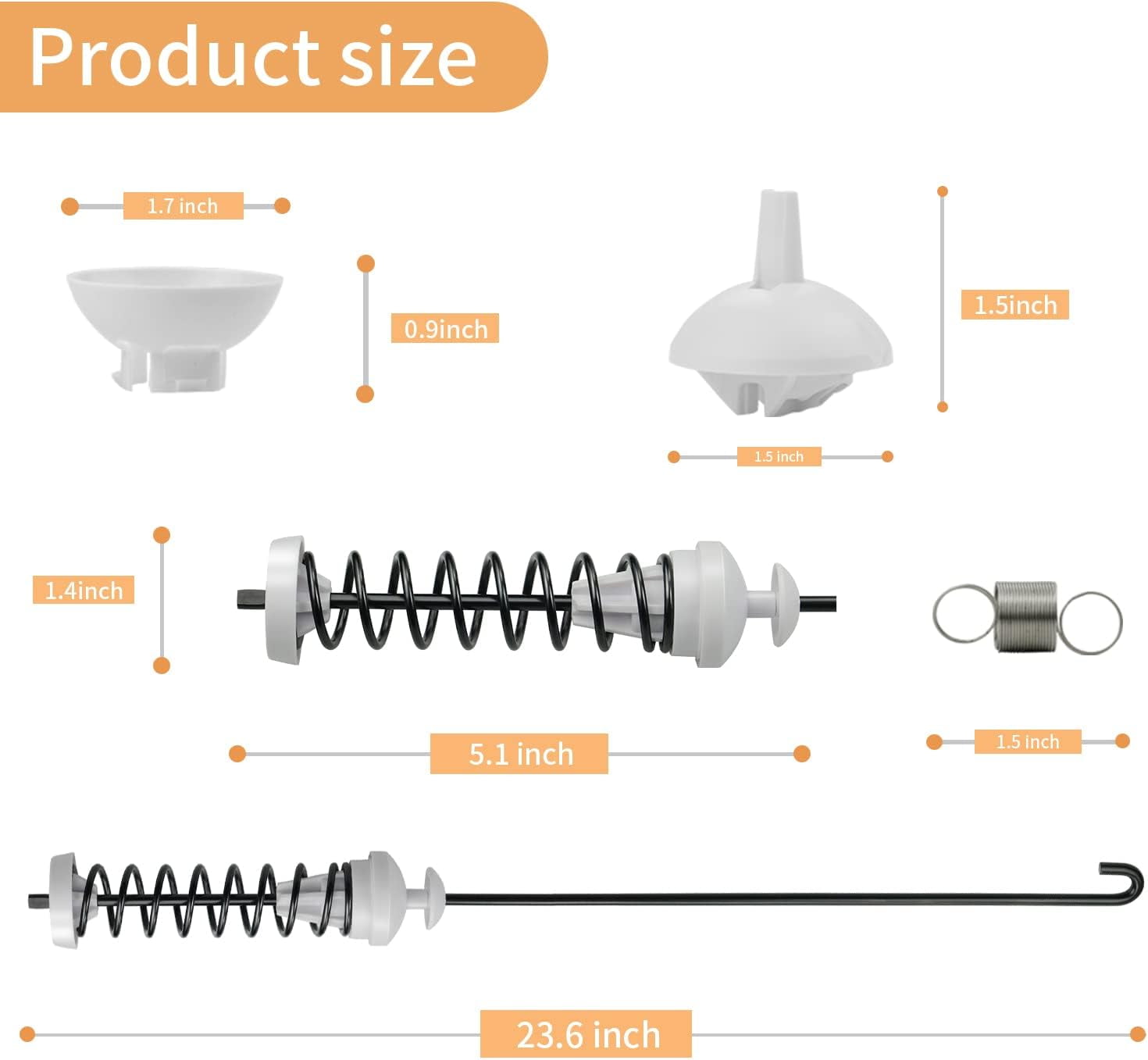Binazon Suspension Rod Kit with Suspension Springs for Whirlpool, Kenmore, Amana, Maytag Washing Machines, 4-Count