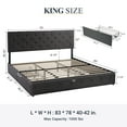 thumbnail image 5 of Sifurni King Size Upholstered Platform Bed Frame with 4 Drawers Storage and Diamond Stitched Button Tufted Headboard, Dark Grey, 5 of 5