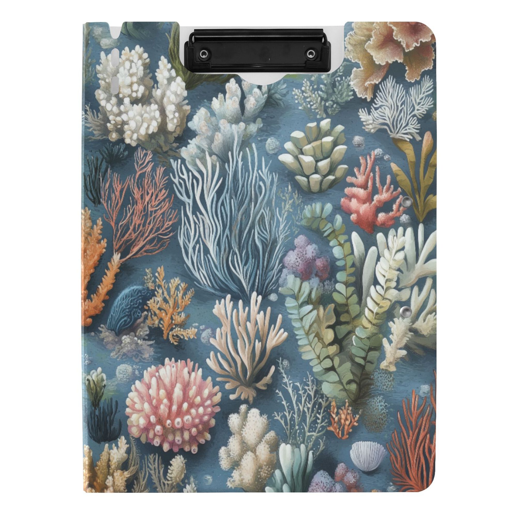 FORMRS A4 Clipboard Folder with Pen Holder Horizontal Foldable School Office Binder, Sea Plants Pattern