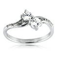 thumbnail image 2 of Sterling Silver Intertwined Baroque Cubic Zirconia Design Promise Engagement Ring, 2 of 2