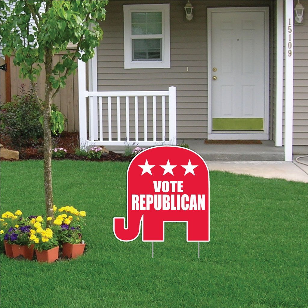 Vote Republican Elephant Shaped Yard Sign, with 2 Stakes