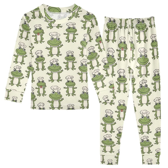 joogoo Cute Frog 2 Piece Long Sleeve Tee and Pants Cotton Pajama Set 4T
