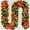 Red, variant on Guvpev 9FT Christmas Garland with Lights, Artificial Christmas Cedar Garlands Decorations with Berries, Flowers, Balls, Faux Greenery Garland Ornaments for Mantle, Table, Stairs, Indoor Outdoor Decor