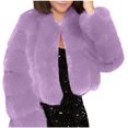 thumbnail image 4 of ATOYSOY Winter Coats for Women Warm Thick Fauxfluffy Cropped Jackets Fashion Open Front Long Sleeve Cardigans Wedding Guest Winter Purple XXXL, 4 of 4