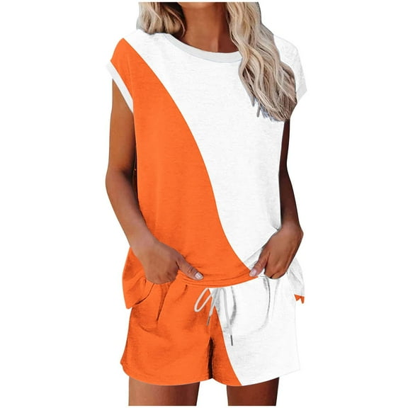 CLOISE Two Piece Set Women Sleeveless Plus Size Summer Outfits Matching Sets Tank Tops Short Beach Vacation Clothes