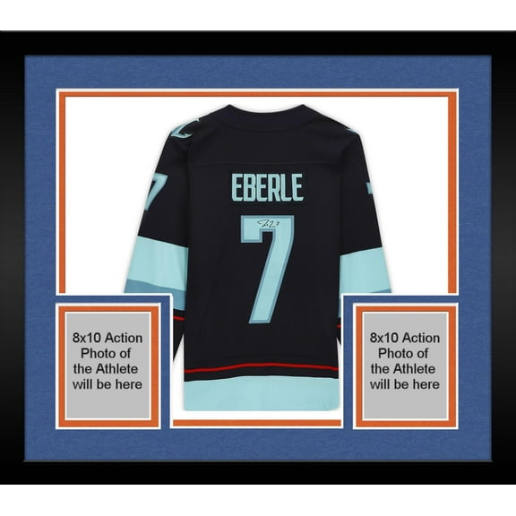Framed Jordan Eberle Seattle Kraken Autographed Navy Fanatics Breakaway Jersey with Inaugural Season Jersey Patch - Fanatics Authentic Certified