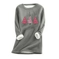 thumbnail image 1 of Jienlioq Mode Femme Noël Imprimé Manches Régulières Hiver Ample Vacances Décontracté Col Rond Chemise Hauts, 1 of 2