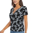 thumbnail image 2 of Zufioo Flower for Women's Deep V-neck Short-sleeved T-shirt, Top with Short Sleeves - with Stainless Steel Buckle, Moisture Wicking, Ideal Home Wear-XX-Large, 2 of 9