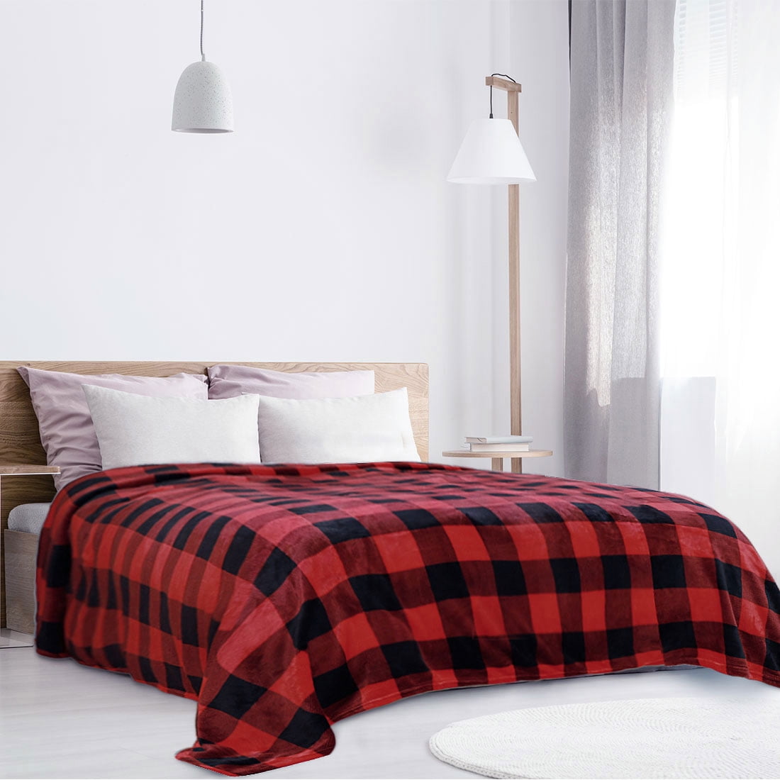 Decorative Flannel Fleece Checkered Buffalo Plaid Throw Blanket for