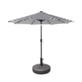 thumbnail image 2 of WestinTrends Cyrus 9 Ft Outdoor Patio Umbrella with Base Include, Solar Powered 32 LED Light Umbrella with Tilt and Crank, 20 inch Fillable Bronze Round Base, Black/White Stripe, 2 of 5