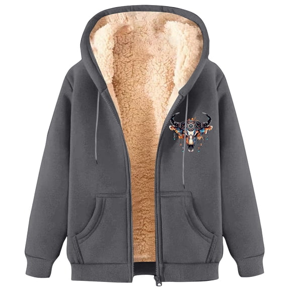 Lovzfmll Fleece-Lined Graphic Hoodie for Men, Long Sleeve Zip Cardigan Sweatshirt Jacket, Warm and Stylish for Winter Gray, L