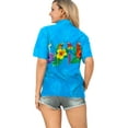 thumbnail image 2 of HAPPY BAY Women's Casual Beach Hawaiian Blouse Shirt Hawaii Blouses Short Sleeve Dress Tops Tee Button Down Shirts for Women M Parrot, Blue, 2 of 5