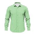 thumbnail image 5 of TOUMENY Men's Casual Button Down Shirts Long Sleeve Plaid Slim Fit Collared Summer Fall Party Tops Lightweight Trendy Print Shirt Green S, 5 of 5