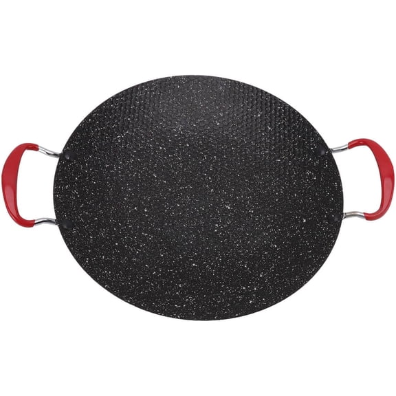Portable BBQ Grill Pan, 8 in 1 Korean BBQ Grill Indoor Cast Iron Griddle Pan Dual Handles Skillets, Korean Round Stove Top Grill Pan, Fire Pit Accessories(Non Electric)(38CM)