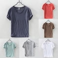 thumbnail image 2 of Mens T Shirt Pure Color V Collar Short Sleeved Tops Tees Slim Fitness T-Shirts, 2 of 7