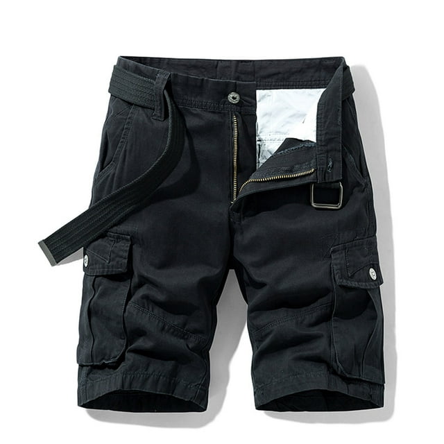 cllios Mens Cargo Shorts Clearance, Fashion Men's Pocket Zipper Buttons Solid Leisure Time Tooling Short Pants