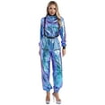 thumbnail image 2 of Zaldita Women Metallic Shiny Astronaut Jumpsuit Zipper Front Mock Neck Halloween Spacesuit Dress Up Blue XXL, 2 of 7